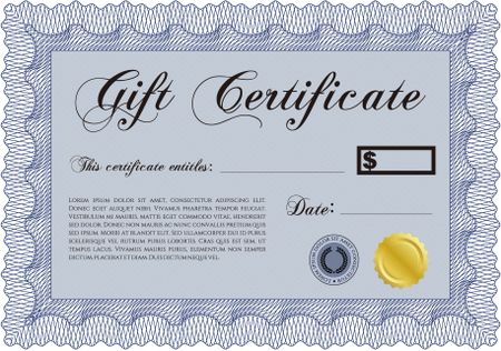 Retro Gift Certificate template. With quality background. Retro design. Detailed.