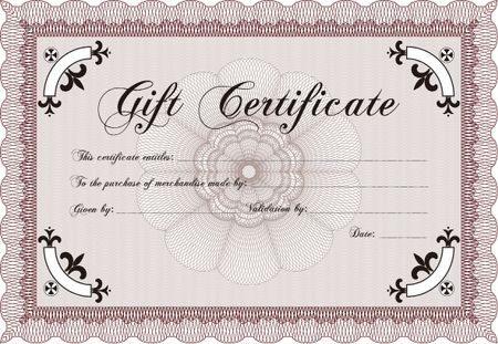 Retro Gift Certificate template. Excellent design. Detailed.With complex linear background. 