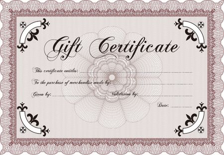 Retro Gift Certificate template. Excellent design. Detailed.With complex linear background.