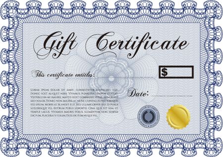 Modern gift certificate. With background. Detailed.Superior design. 