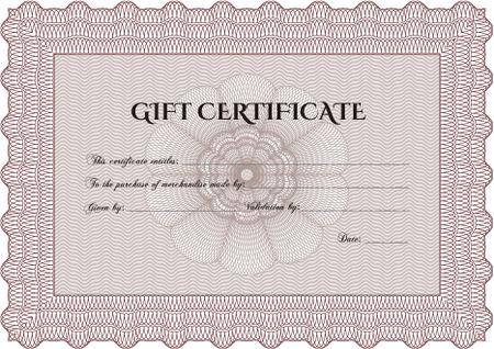 Modern gift certificate. With complex background. Beauty design. Border, frame.