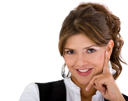 Beautiful business woman portrait isolated on white