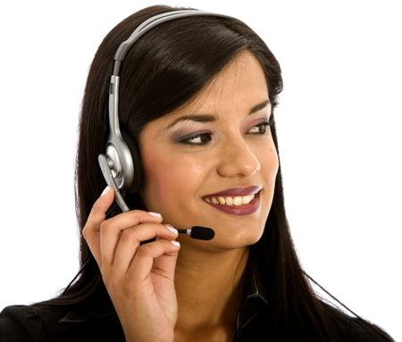customer support operator woman smiling - isolated