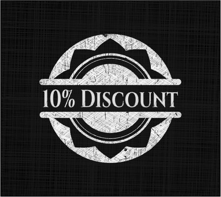 10% Discount chalkboard emblem written on a blackboard