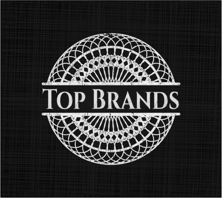 Top Brands chalkboard emblem on black board