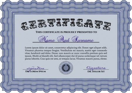 Sample certificate or diploma. Money style.Nice design. Easy to print. 