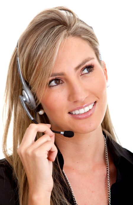 customer support operator woman smiling - isolated