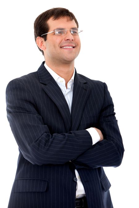 confident businessman with his arms crossed isolated