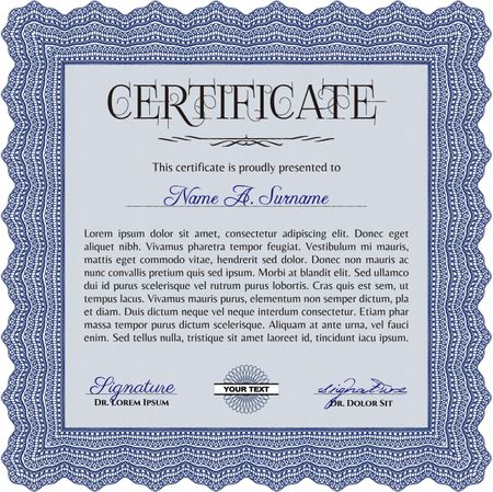 Certificate template or diploma template. With background. Complex design. Vector illustration.