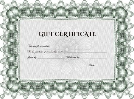 Gift certificate template. Border, frame.Elegant design. Printer friendly. 
