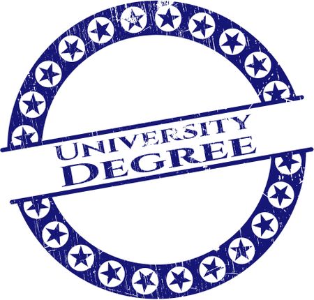 University Degree rubber grunge stamp