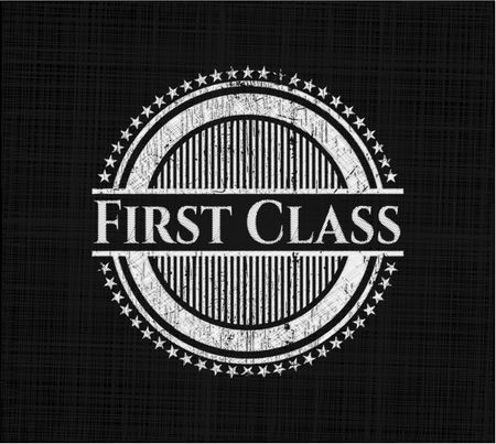First Class chalk emblem written on a blackboard