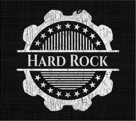 Hard Rock chalkboard emblem written on a blackboard