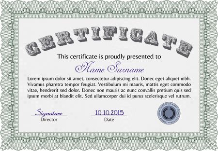 Diploma template. Vector pattern that is used in currency and diplomas.Nice design. With complex background. 