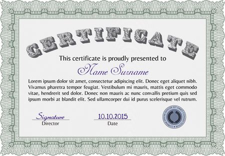 Diploma template. Vector pattern that is used in currency and diplomas.Nice design. With complex background.