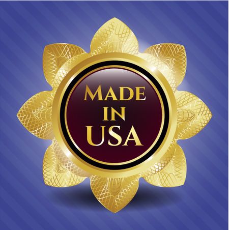Made in USA gold shiny emblem