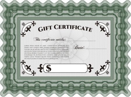 Gift certificate template. Detailed.Retro design. With complex background.