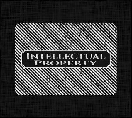 Intellectual property chalkboard emblem written on a blackboard