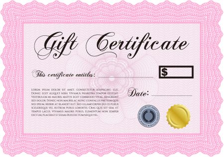Gift certificate. Beauty design. Detailed.With complex linear background. 