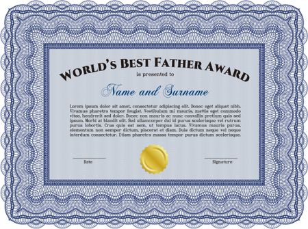 Best Dad Award Template. Complex background. Customizable, Easy to edit and change colors.Good design. 