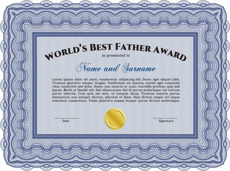 Best Dad Award Template. Complex background. Customizable, Easy to edit and change colors.Good design.