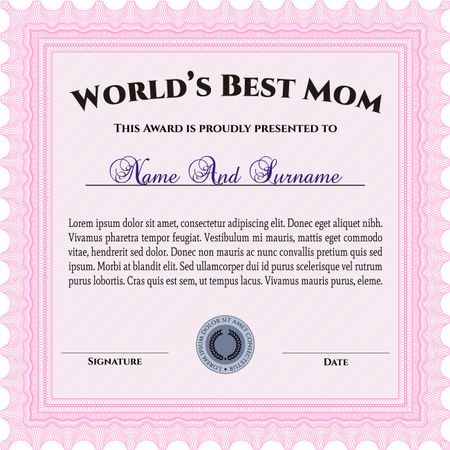 World's Best Mom Award. Customizable, Easy to edit and change colors.With quality background. Lovely design. 
