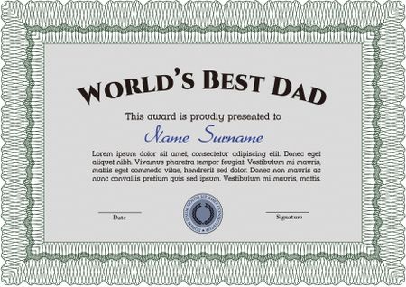Best Father Award Template. With quality background. Excellent complex design. Detailed.
