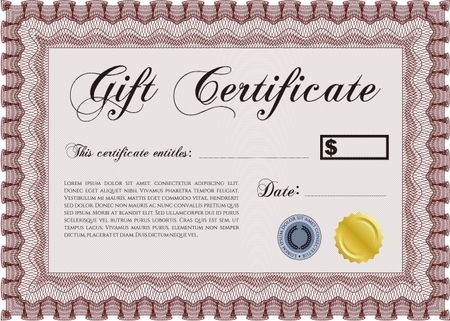 Modern gift certificate. Easy to print. Detailed.Sophisticated design. 