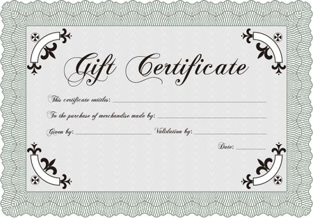 Gift certificate. Detailed.Excellent complex design. With great quality guilloche pattern. 