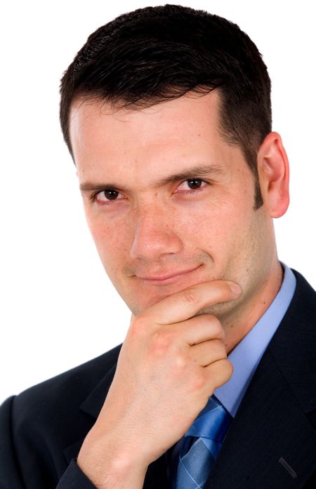 confident business man portrait over a white background