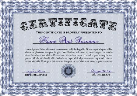Sample Certificate. Money style. Printer friendly. Superior design. 