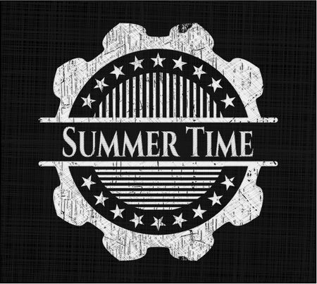 Summer Time chalkboard emblem on black board