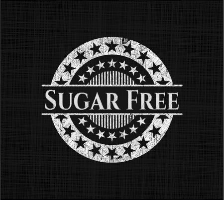 Sugar Free chalk emblem written on a blackboard