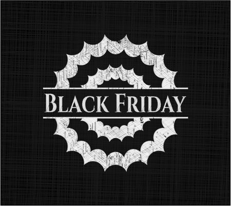 Black Friday chalk emblem written on a blackboard