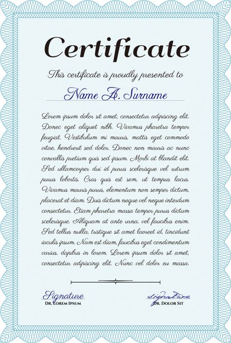 Diploma. Border, frame.With linear background. Superior design. 