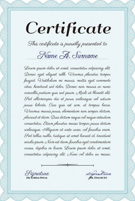 Diploma. Border, frame.With linear background. Superior design.