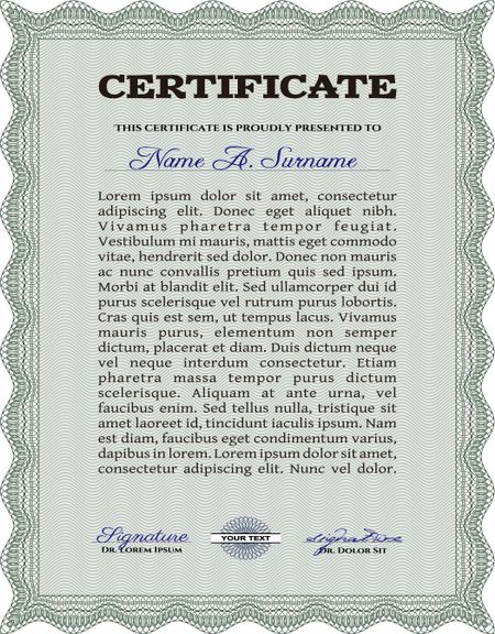 Certificate. Elegant design. Vector pattern that is used in currency and diplomas.With great quality guilloche pattern. 
