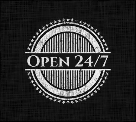 Open 24/7 chalkboard emblem