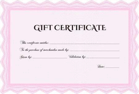Vector Gift Certificate. Border, frame.Easy to print. Artistry design. 