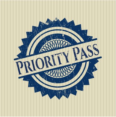 Priority Pass rubber grunge stamp