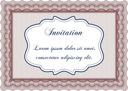 Vintage invitation template. Excellent complex design. Border, frame.With great quality guilloche pattern. 