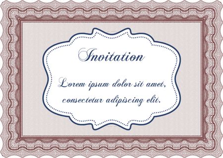 Vintage invitation template. Excellent complex design. Border, frame.With great quality guilloche pattern.