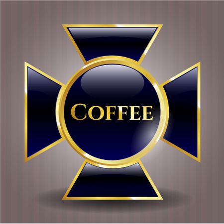 Coffee gold shiny emblem