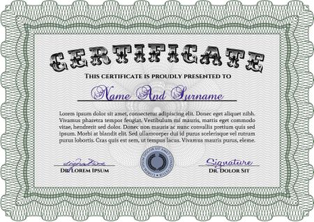 Certificate or diploma template. Customizable, Easy to edit and change colors.With great quality guilloche pattern. Nice design. 