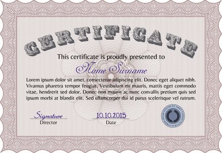 Sample Diploma. Nice design. Vector pattern that is used in currency and diplomas.Easy to print. 