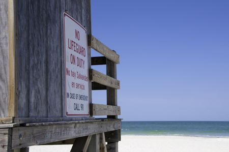 Sign in English and Spanish: "No lifeguard on duty"