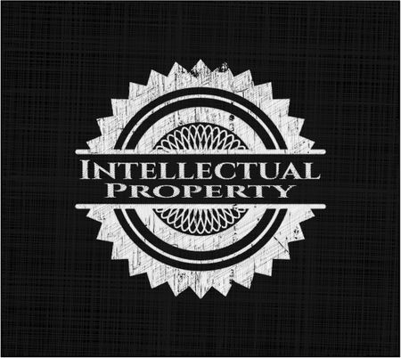 Intellectual property chalkboard emblem on black board