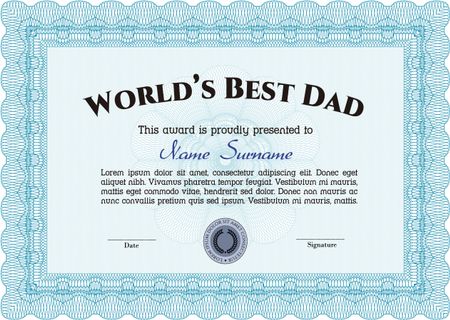 Best Dad Award. Elegant design. With quality background. Detailed.