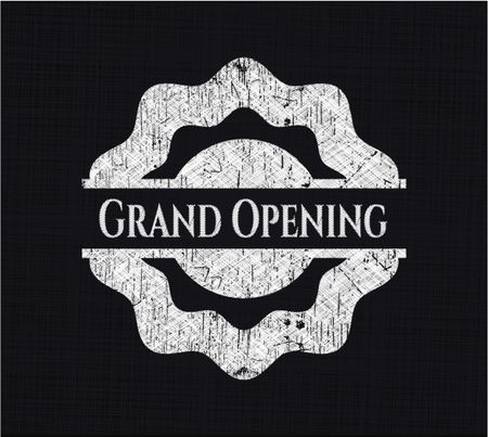 Grand Opening written on a chalkboard