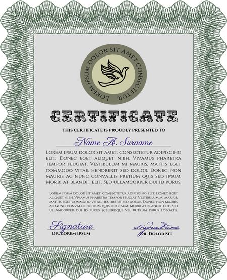 Certificate. Border, frame.Modern design. Easy to print. 
